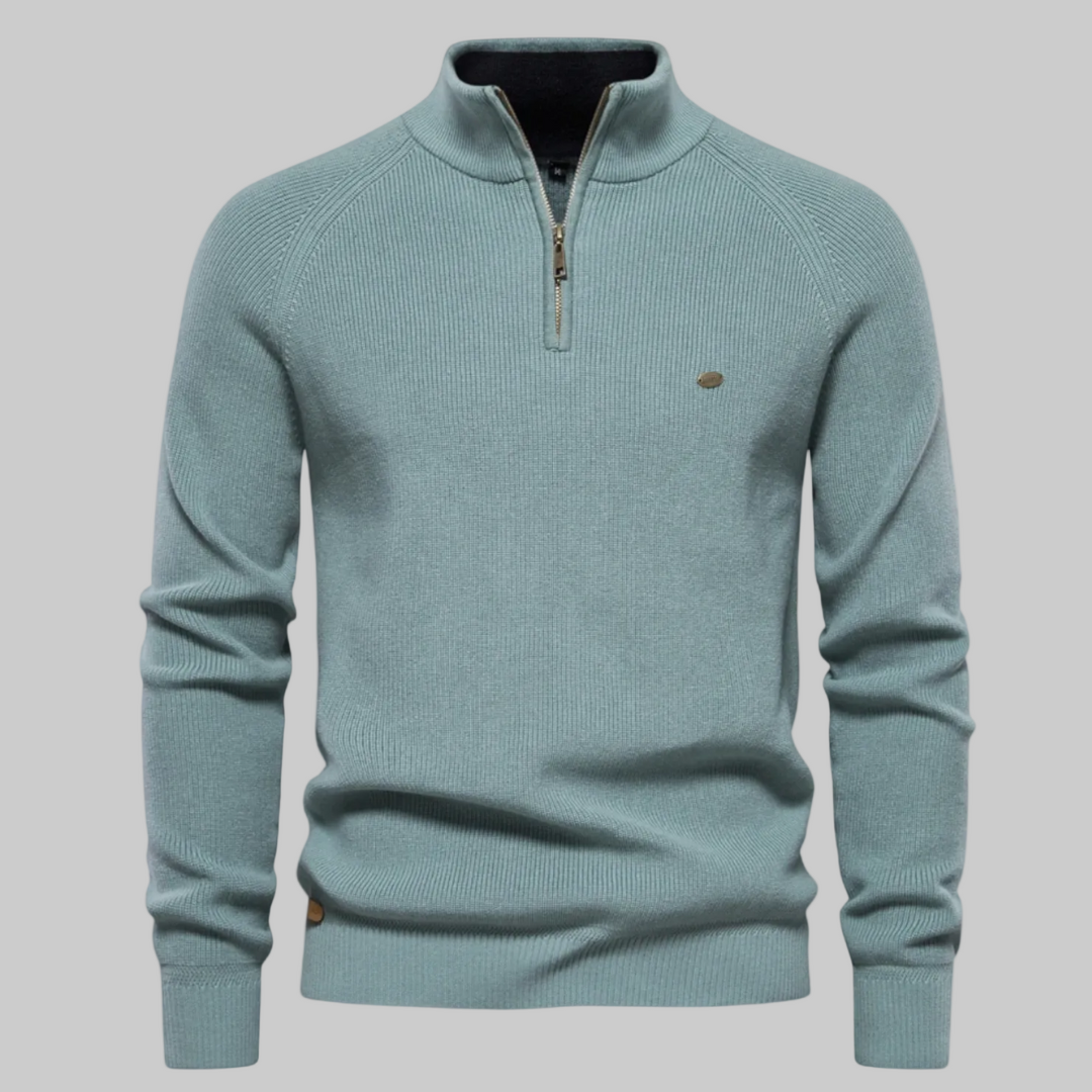 Men's Pullover High-Collar Sweater | Half Zipper