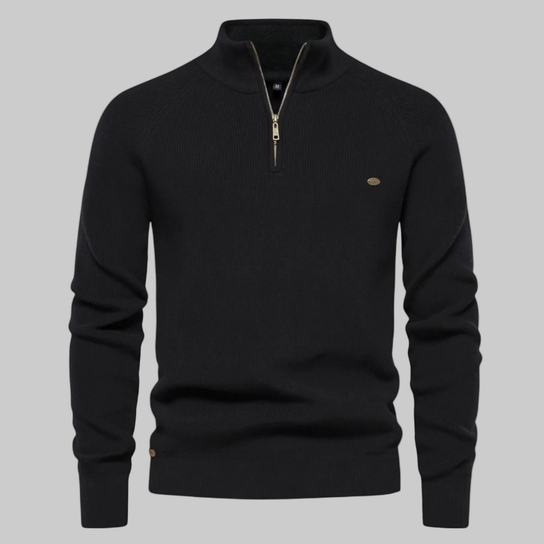 Men's Pullover High-Collar Sweater | Half Zipper