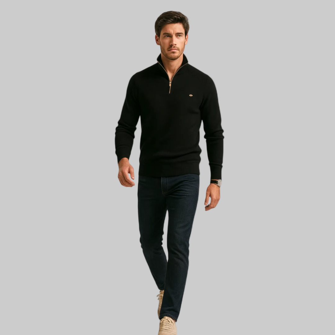 Men's Pullover High-Collar Sweater | Half Zipper