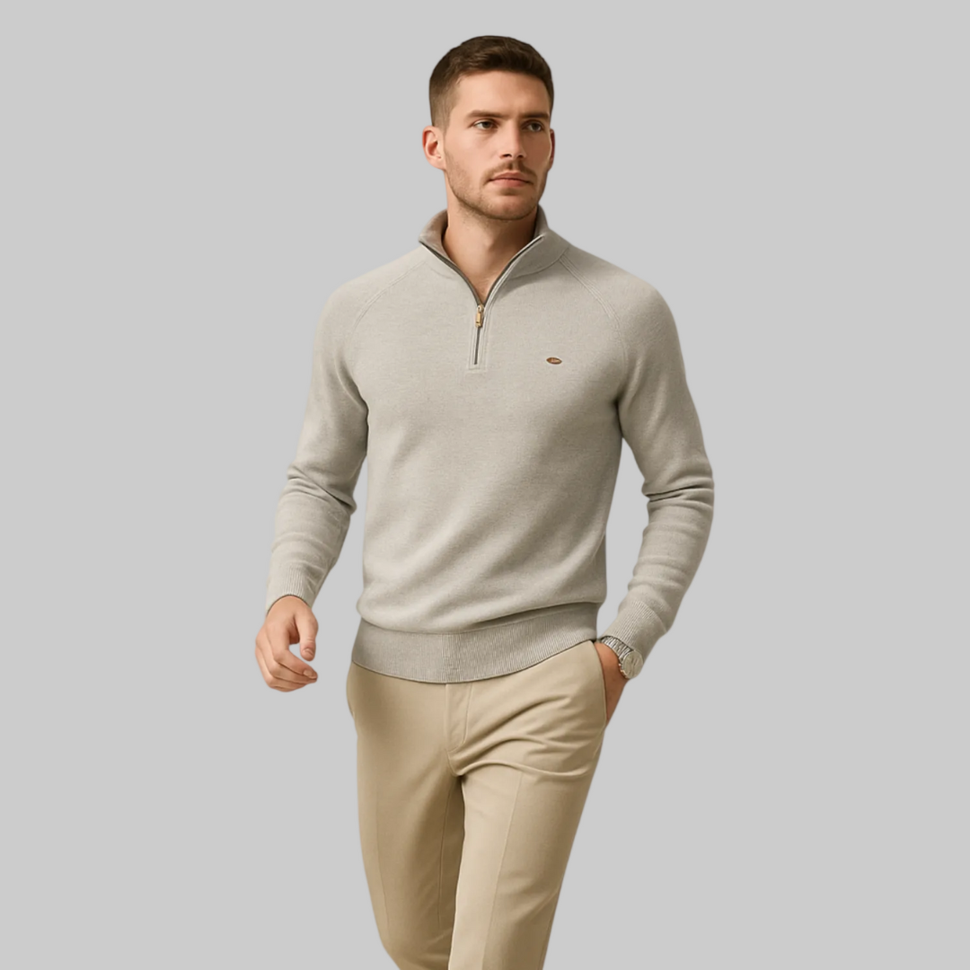 Men's Pullover High-Collar Sweater | Half Zipper