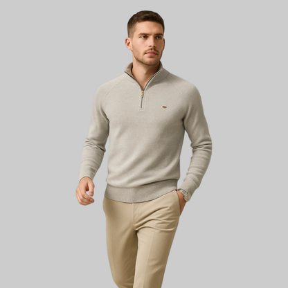 Men's Pullover High-Collar Sweater | Half Zipper