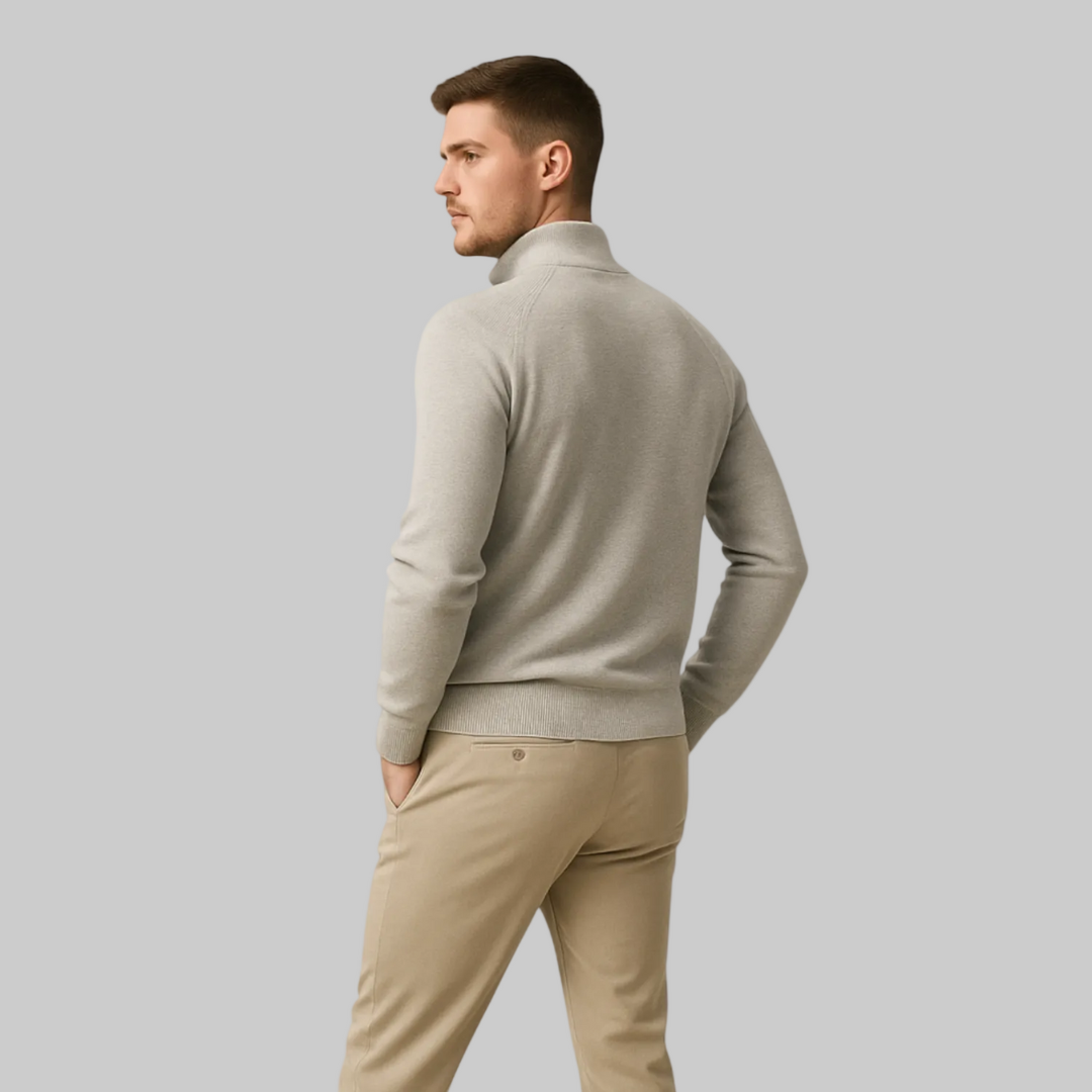 Men's Pullover High-Collar Sweater | Half Zipper