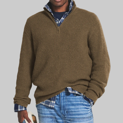 Men's Half Zip Sweater | Textured