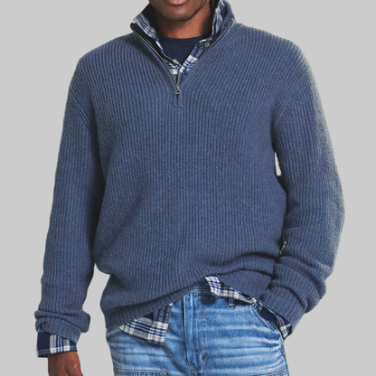 Men's Half Zip Sweater | Textured