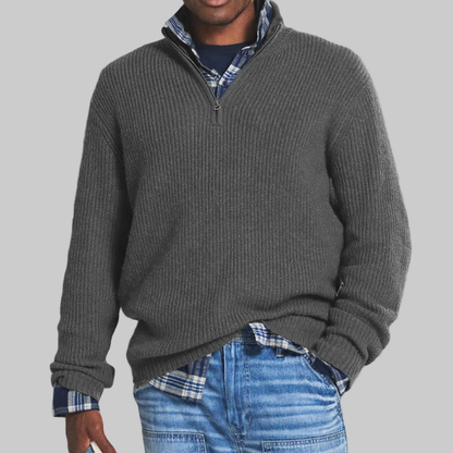 Men's Half Zip Sweater | Textured