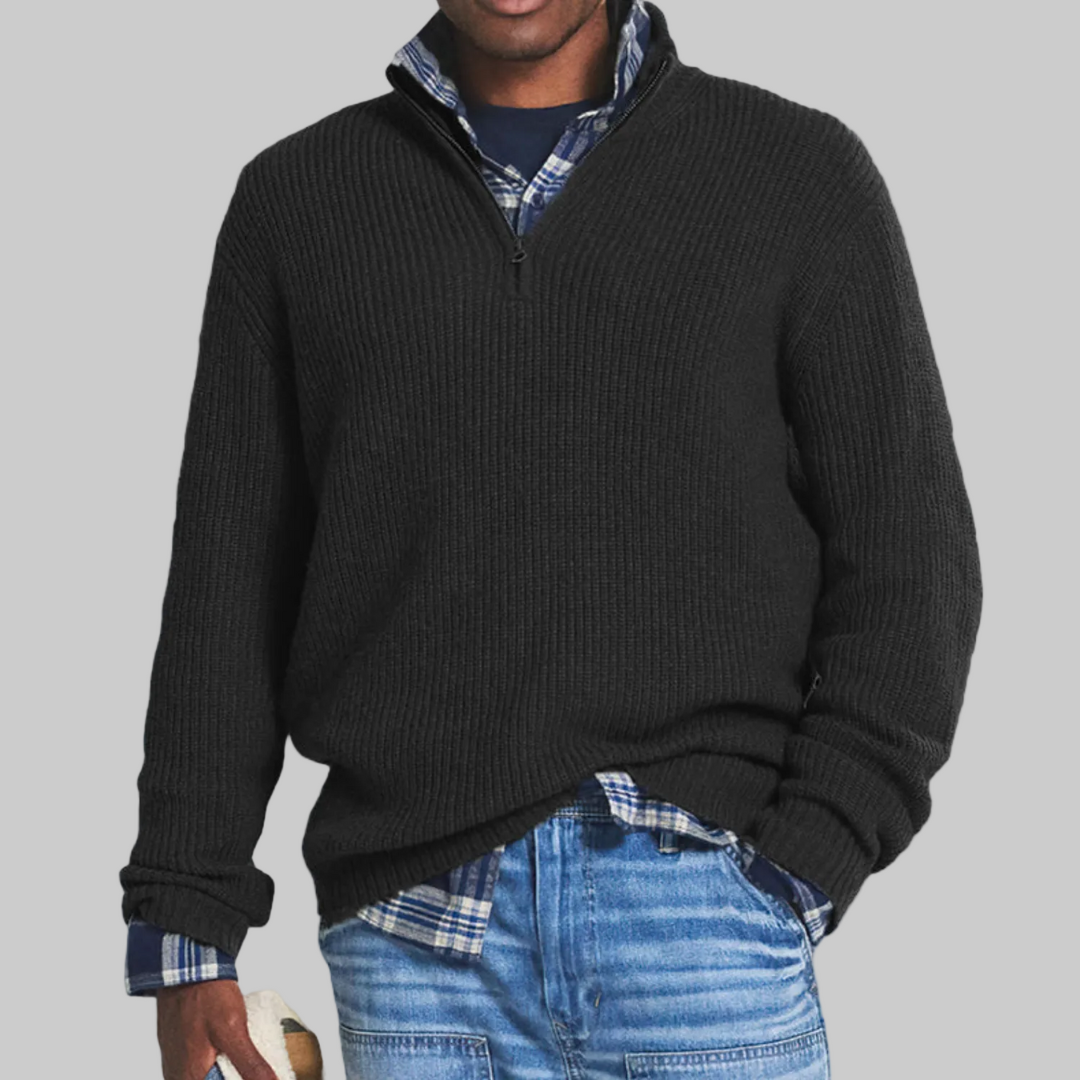 Men's Half Zip Sweater | Textured