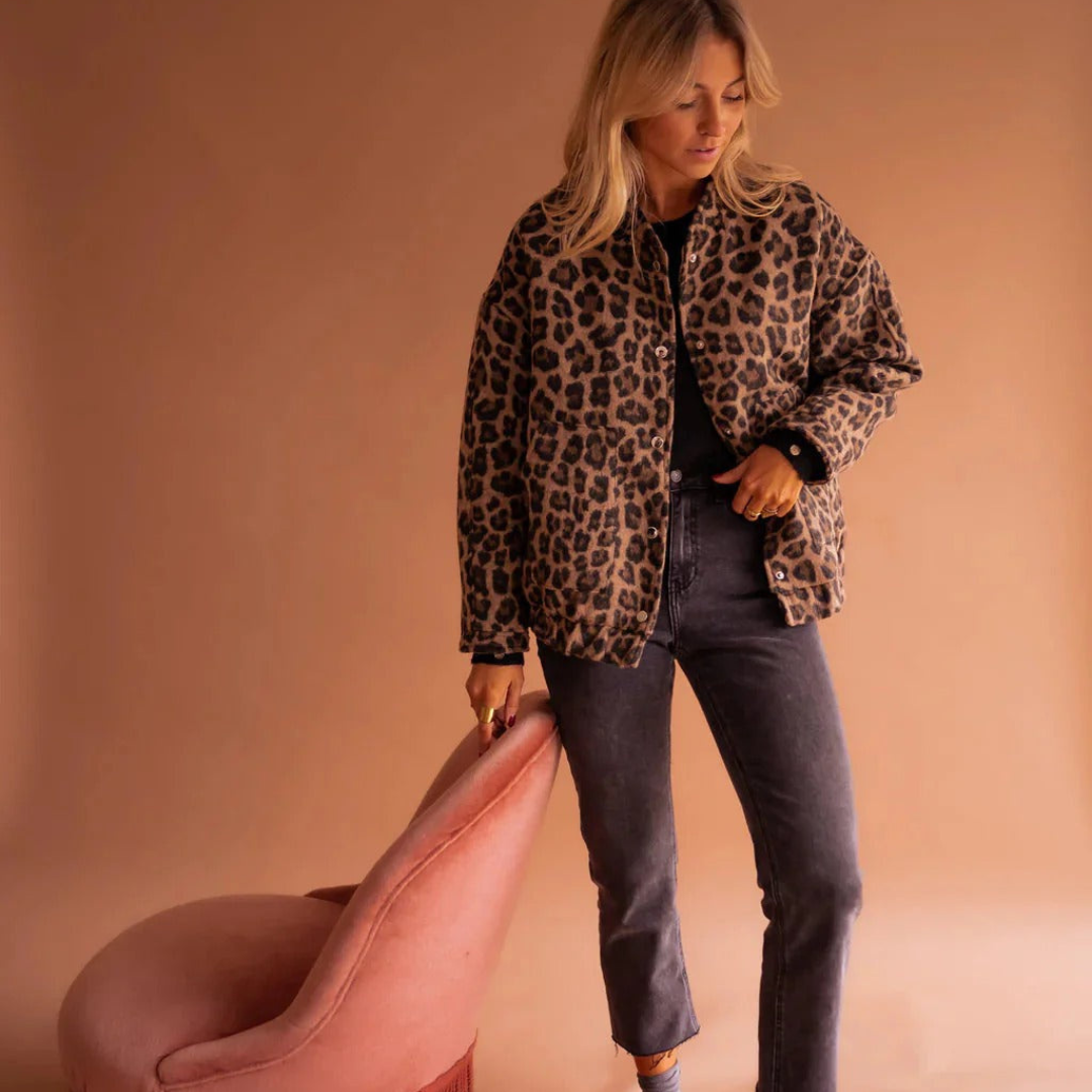 Women's Lightweight Bomber Jacket | Leopard Print