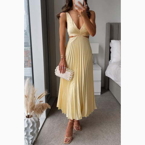 Women’s Elegant Pleated Midi Dress | Summer