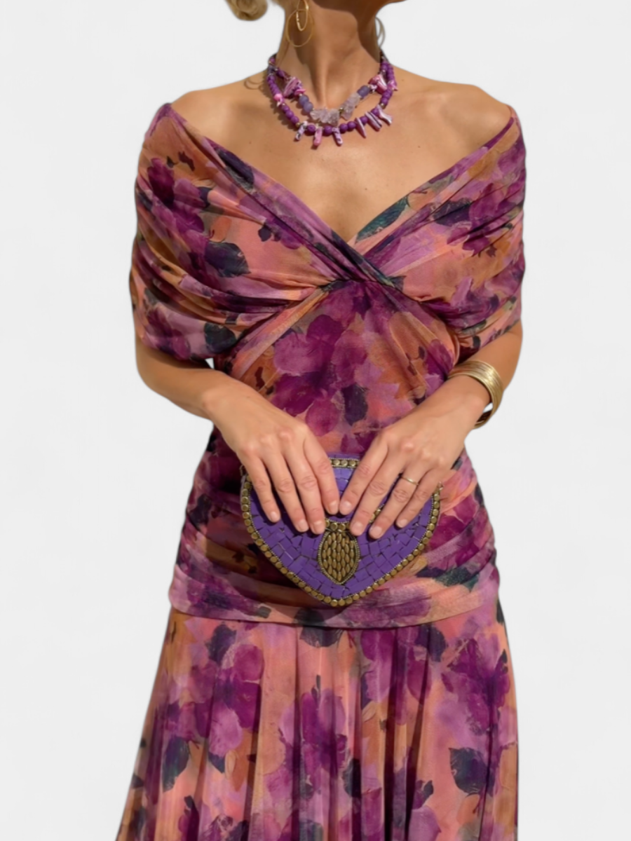 Women’s Elegant Off Shoulder Midi Dress | Floral