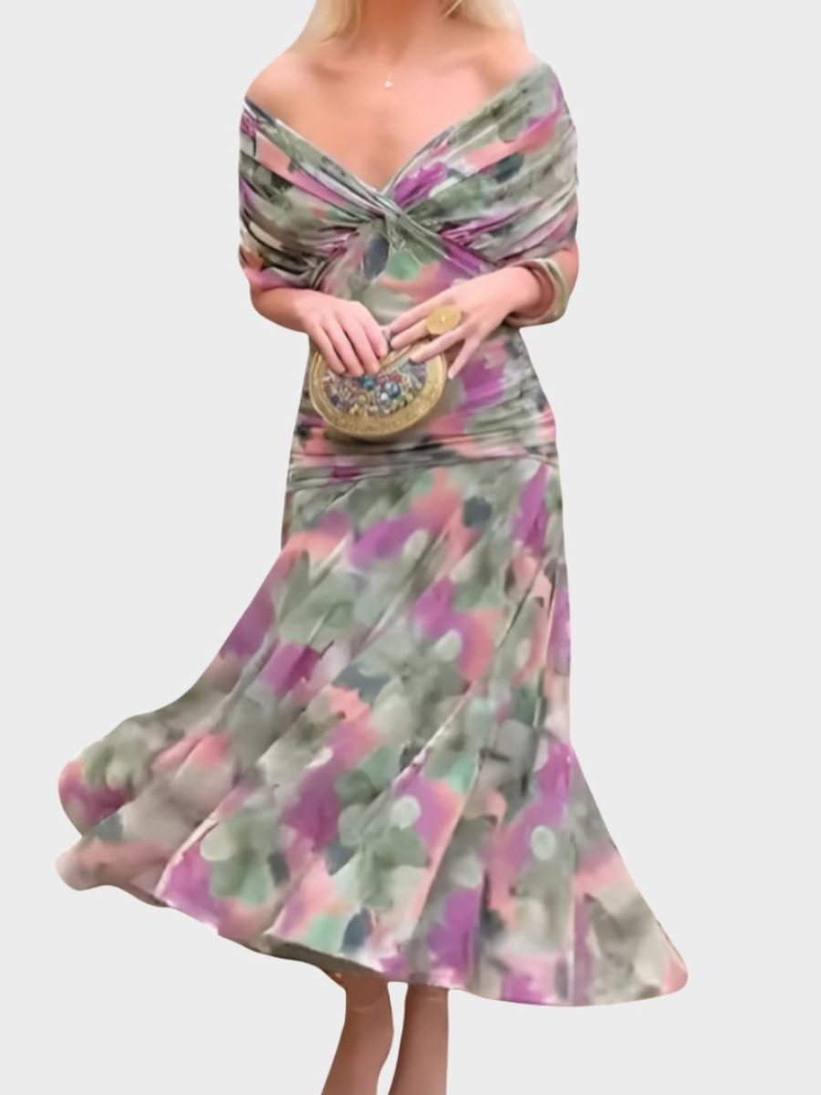 Women’s Elegant Off Shoulder Midi Dress | Floral