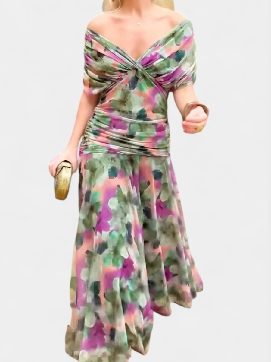 Women’s Elegant Off Shoulder Midi Dress | Floral