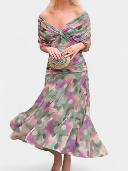Women’s Elegant Off Shoulder Midi Dress | Floral