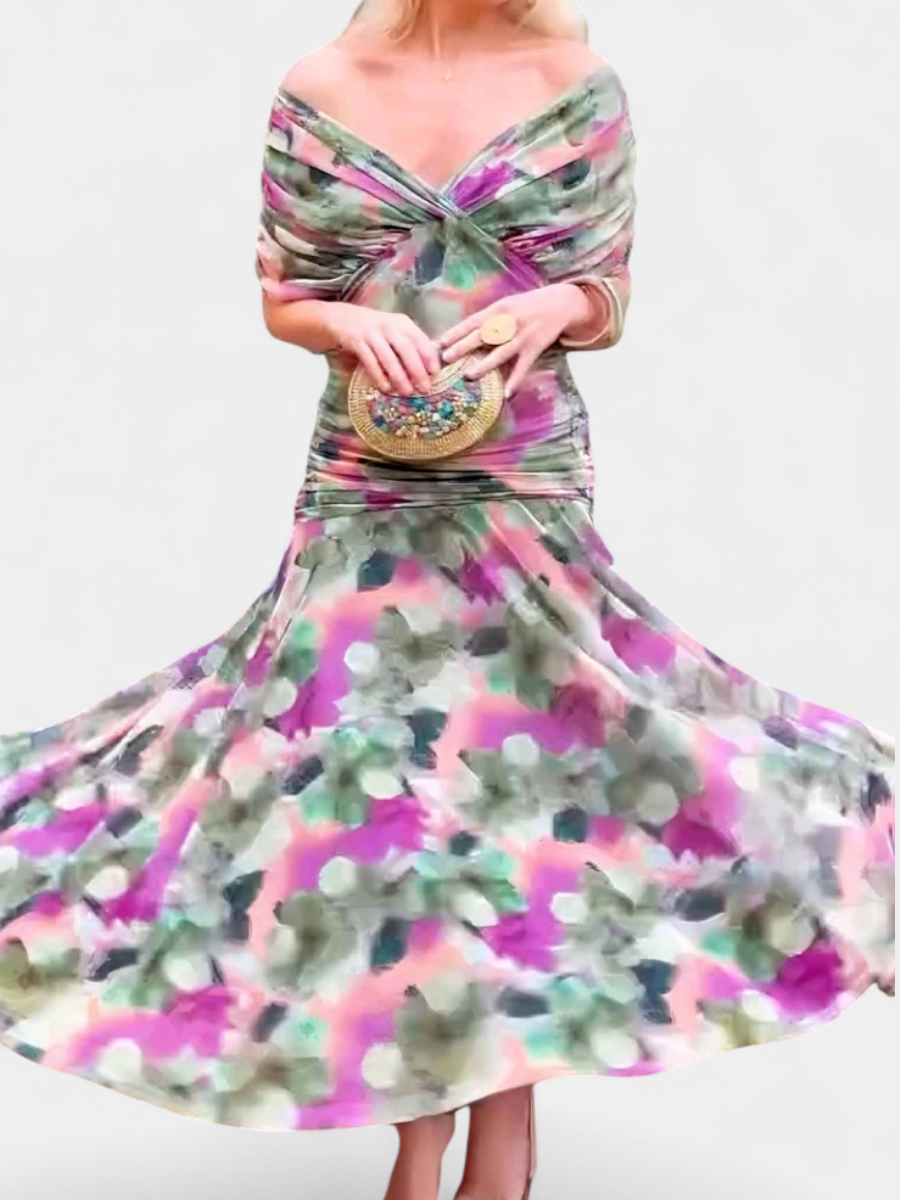 Women’s Elegant Off Shoulder Midi Dress | Floral