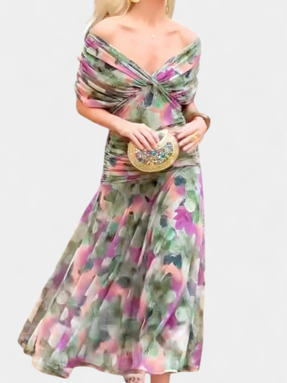 Women’s Elegant Off Shoulder Midi Dress | Floral