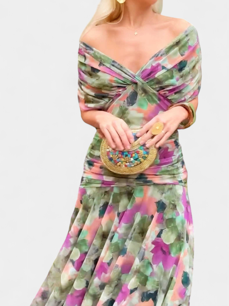 Women’s Elegant Off Shoulder Midi Dress | Floral