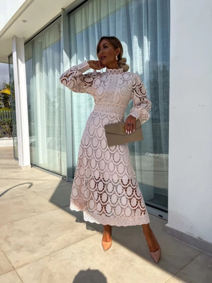 Women’s Lace Puff Sleeve Dress | Midi