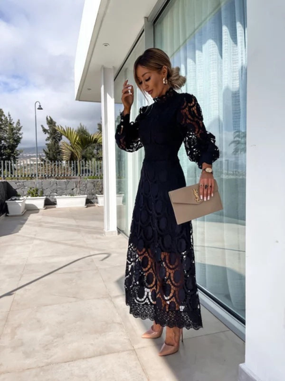 Women’s Lace Puff Sleeve Dress | Midi
