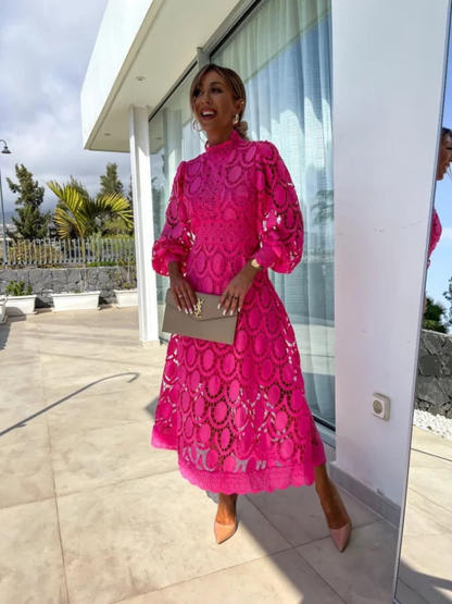 Women’s Lace Puff Sleeve Dress | Midi