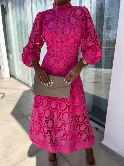 Women’s Lace Puff Sleeve Dress | Midi