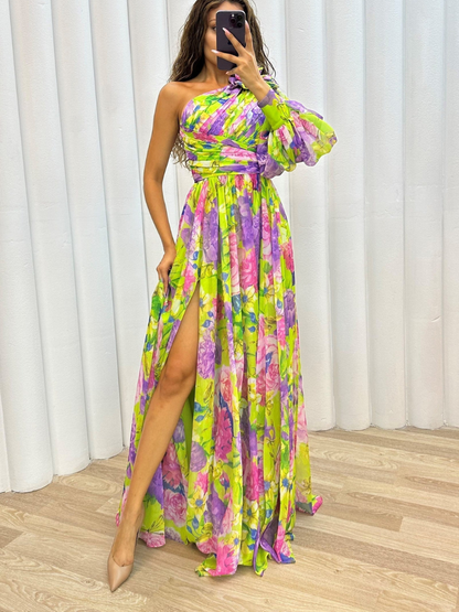 Women’s Floral One Shoulder Dress | Maxi