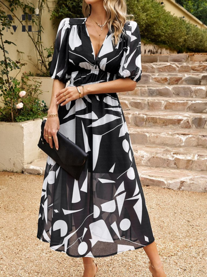 Women’s Floral Puff Sleeve Dress | Midi