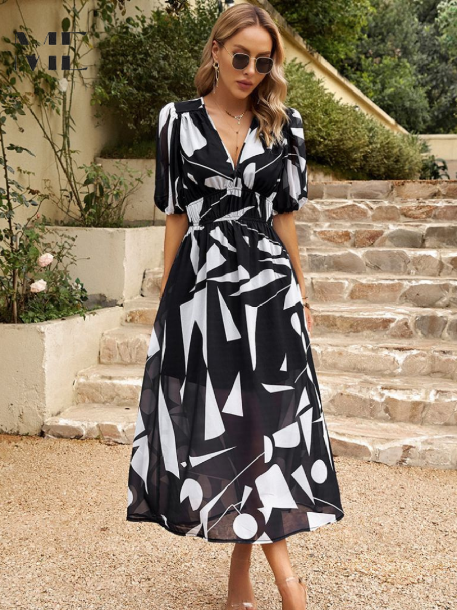 Women’s Floral Puff Sleeve Dress | Midi
