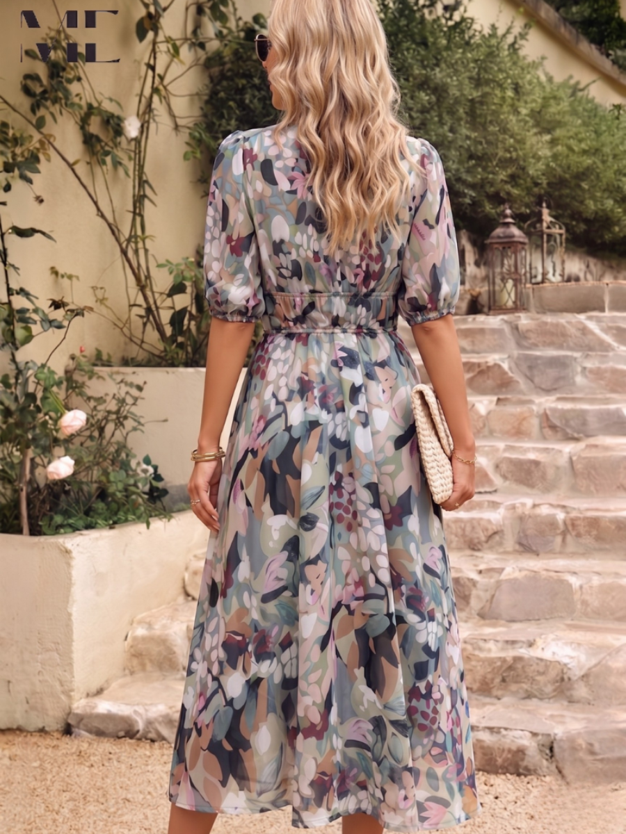 Women’s Floral Puff Sleeve Dress | Midi