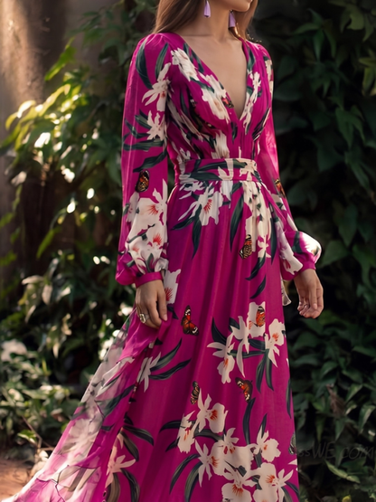 Women’s Floral V-Neck Dress | Maxi