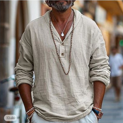 Men’s Casual Henley Shirt | Long Sleeve
