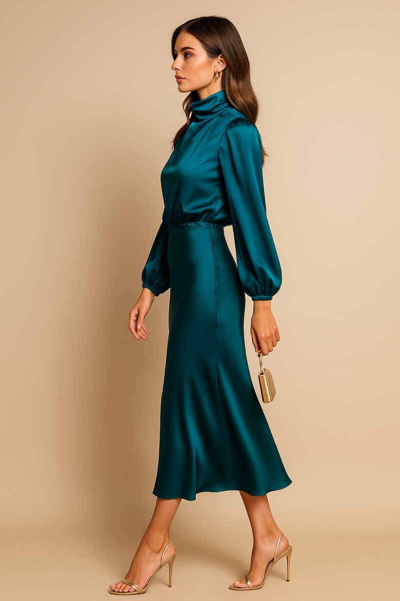 Women’s Refined High Neck Dress | Midi