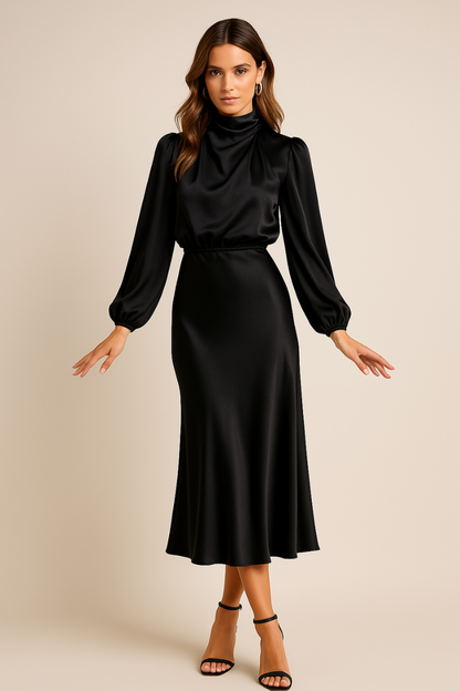 Women’s Refined High Neck Dress | Midi
