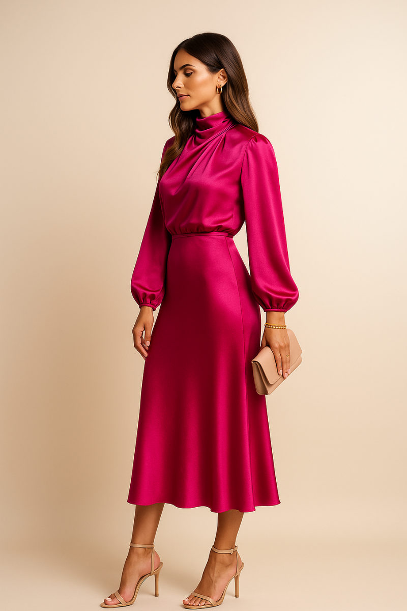 Women’s Refined High Neck Dress | Midi