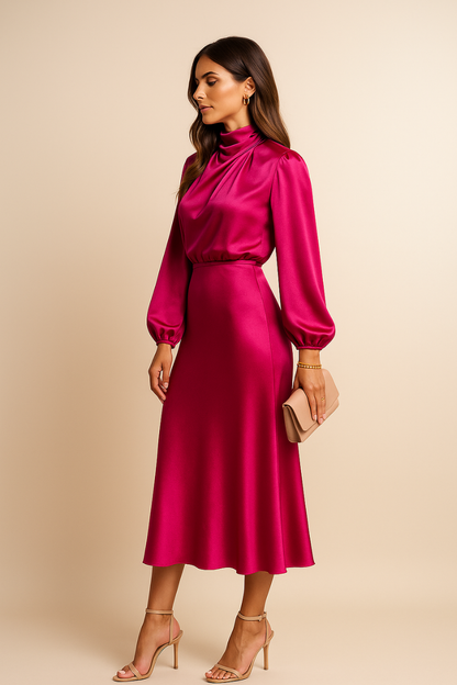 Women’s Refined High Neck Dress | Midi