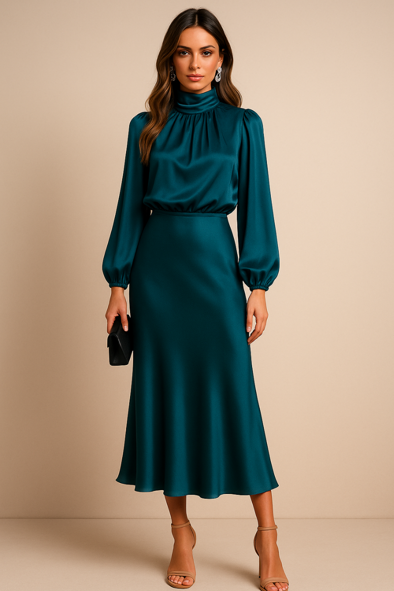 Women’s Refined High Neck Dress | Midi