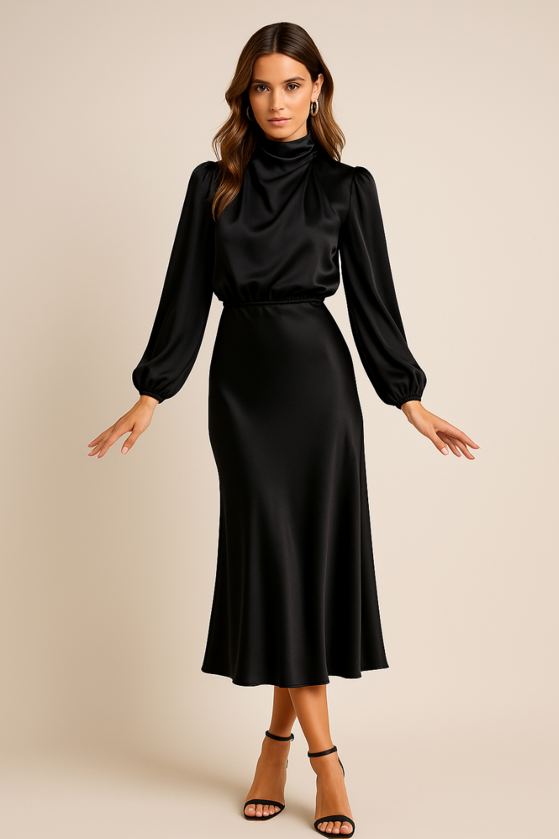 Women’s Refined High Neck Dress | Midi