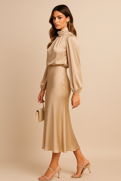 Women’s Refined High Neck Dress | Midi