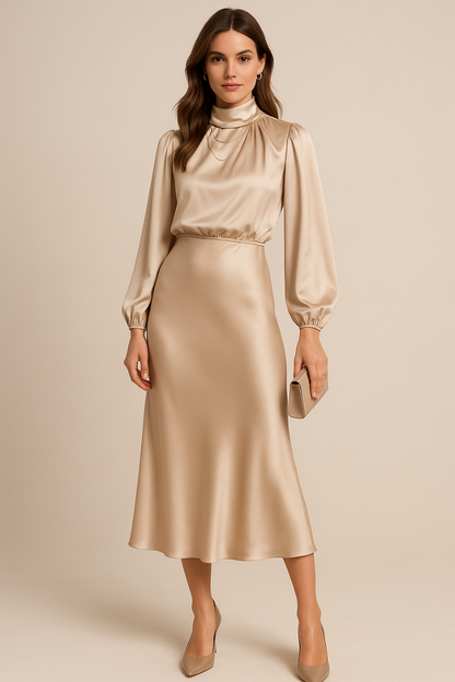 Women’s Refined High Neck Dress | Midi