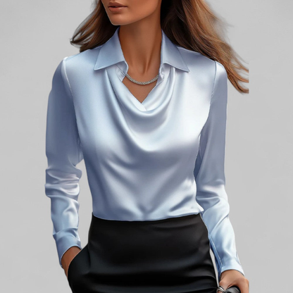 Women’s Elegant Draped Blouse | Long Sleeve