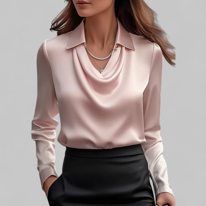 Women’s Elegant Draped Blouse | Long Sleeve