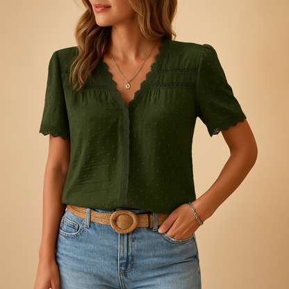 Women’s V-Neck Blouse | Short Sleeve