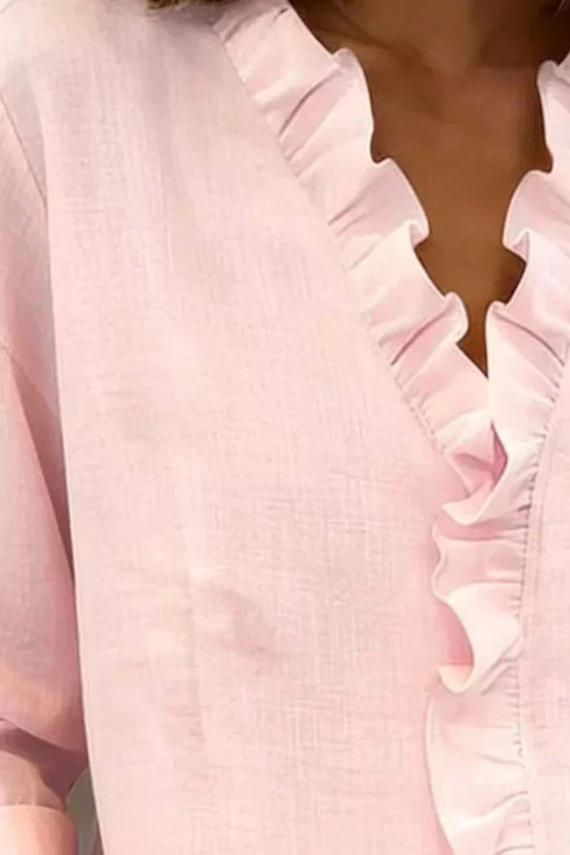 Women’s Ruffle V-Neck Blouse | Long Sleeve