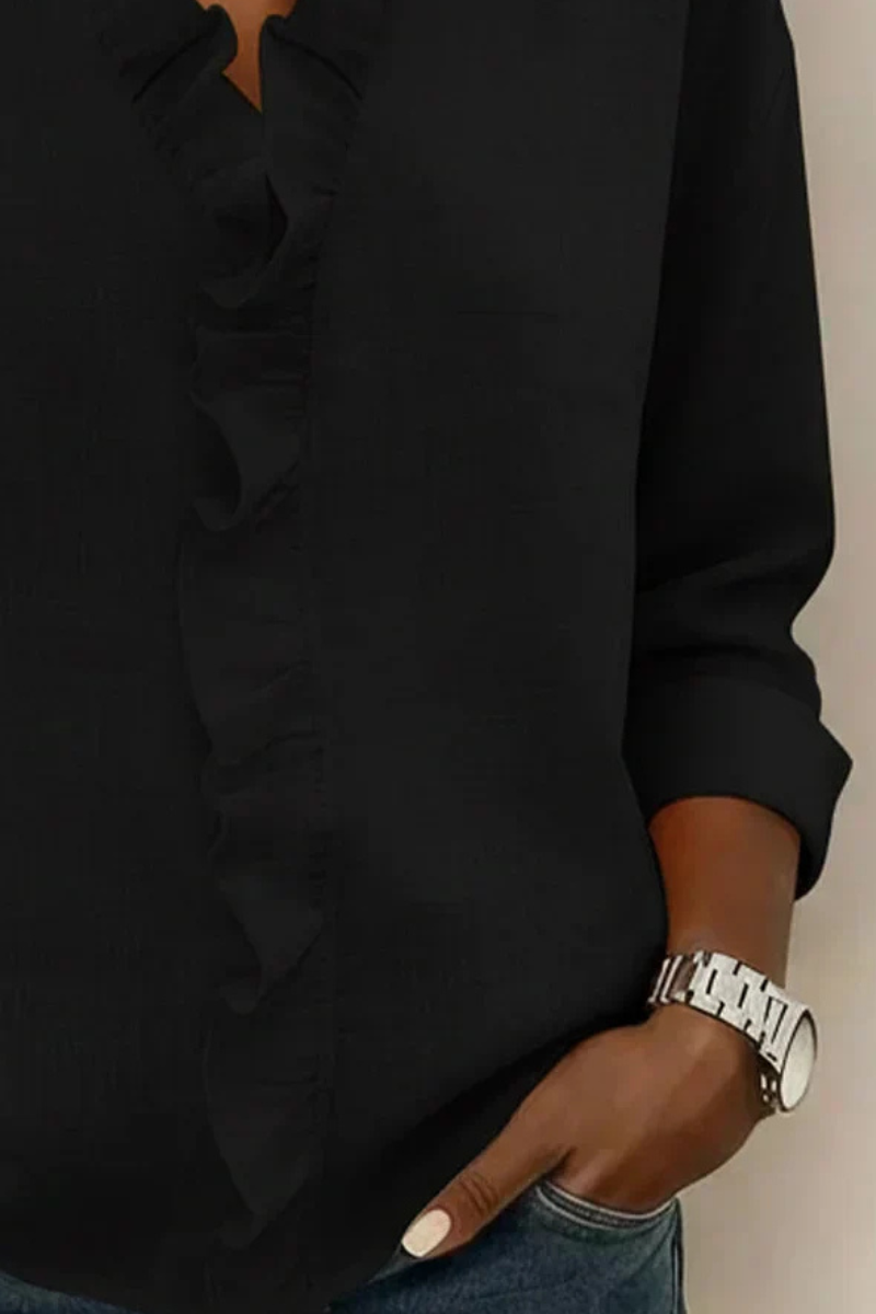 Women’s Ruffle V-Neck Blouse | Long Sleeve