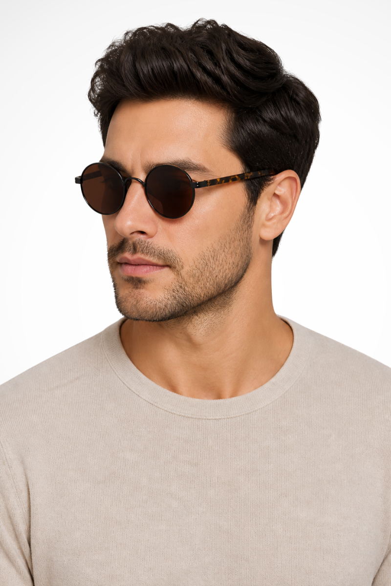 Men’s Vintage Round Sunglasses | Gold Frame