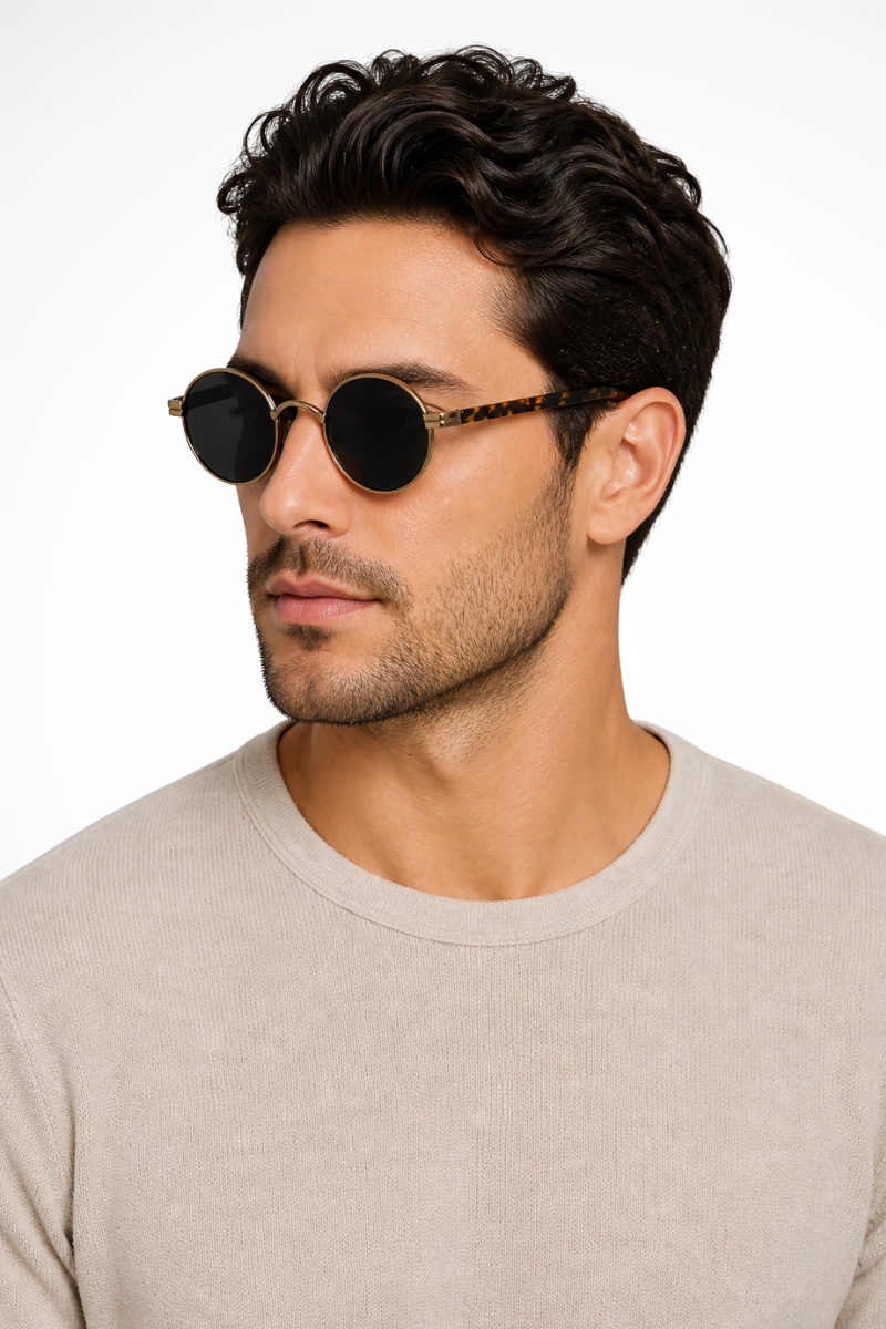 Men’s Vintage Round Sunglasses | Gold Frame