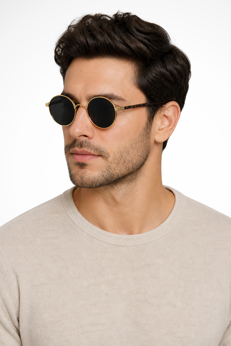 Men’s Vintage Round Sunglasses | Gold Frame