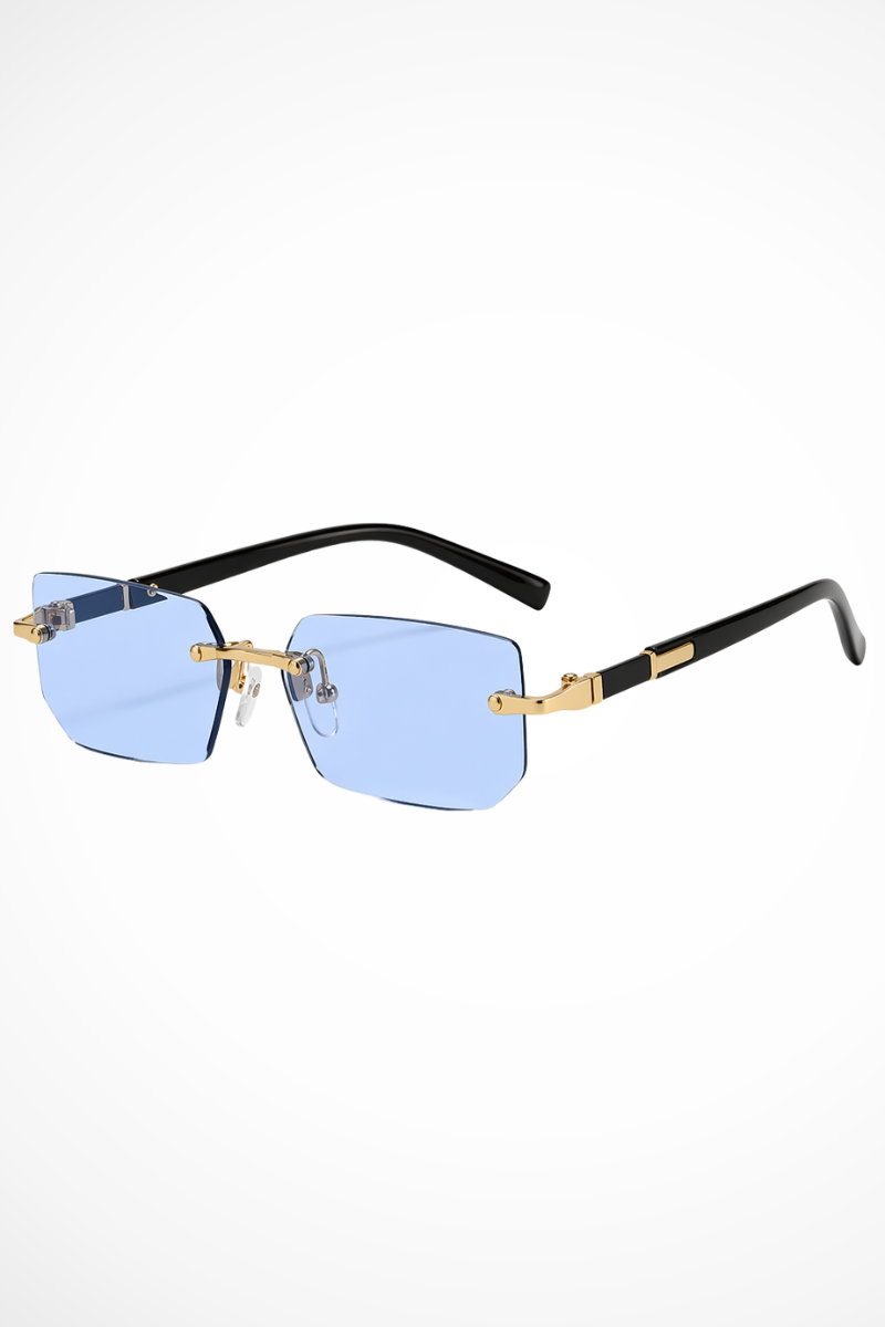 Men’s Rimless Rectangle Sunglasses | Gold Detail