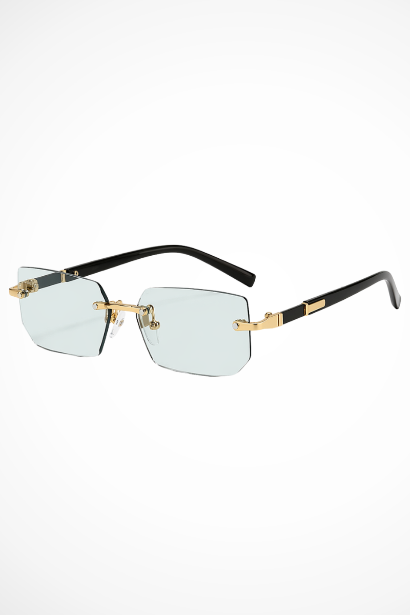 Men’s Rimless Rectangle Sunglasses | Gold Detail