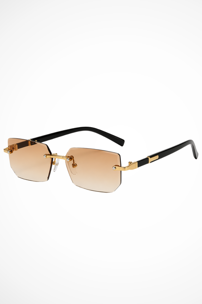 Men’s Rimless Rectangle Sunglasses | Gold Detail
