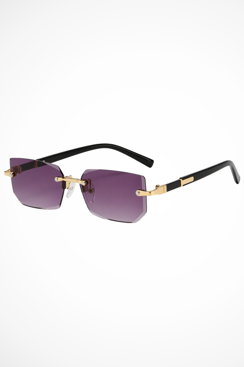 Men’s Rimless Rectangle Sunglasses | Gold Detail