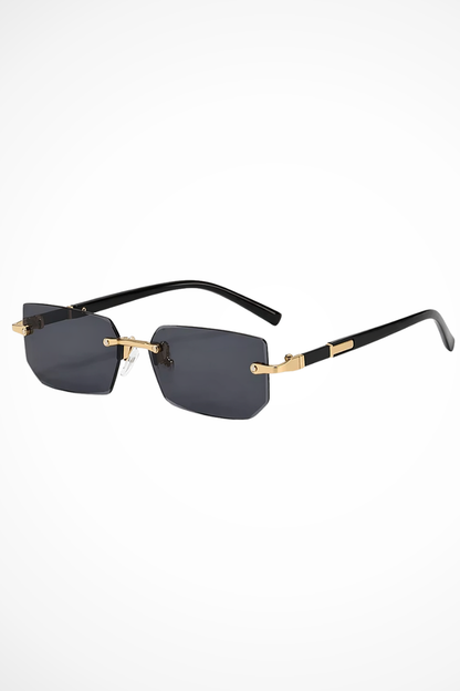 Men’s Rimless Rectangle Sunglasses | Gold Detail